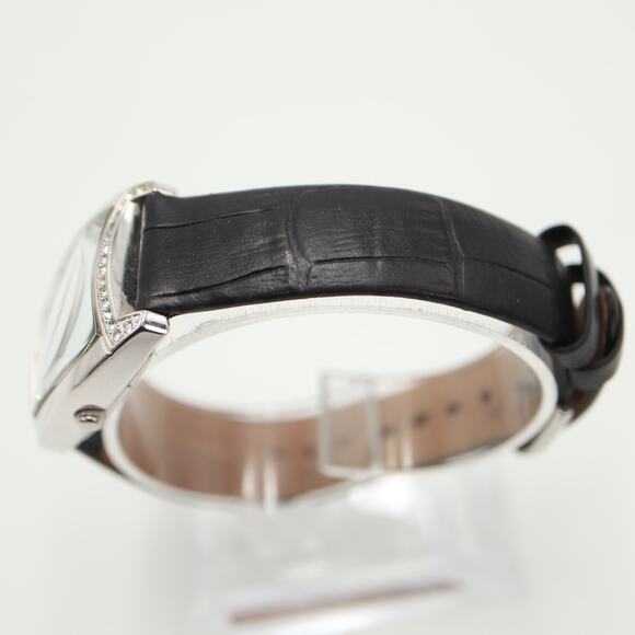 Caravelle by Bulova Silver Tone Watch 27mm Barrel Black Leather w New Battery - Picture 11 of 16